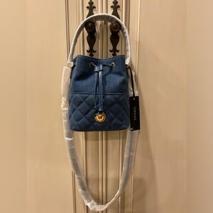 VERSACE DENIM BUCKET DRAWSTRING BAG
